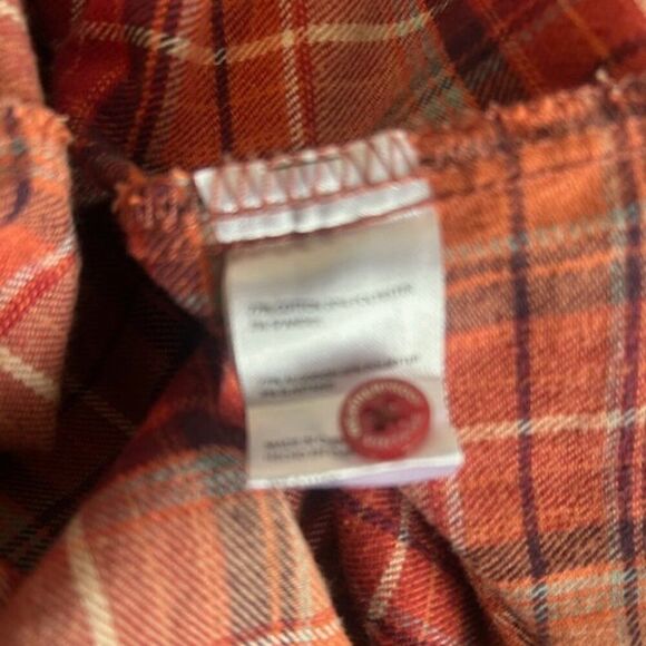 Weatherproof Vtg Comfort Stretch Orange Plaid V-neck button down tunic, size XL - Picture 6 of 6